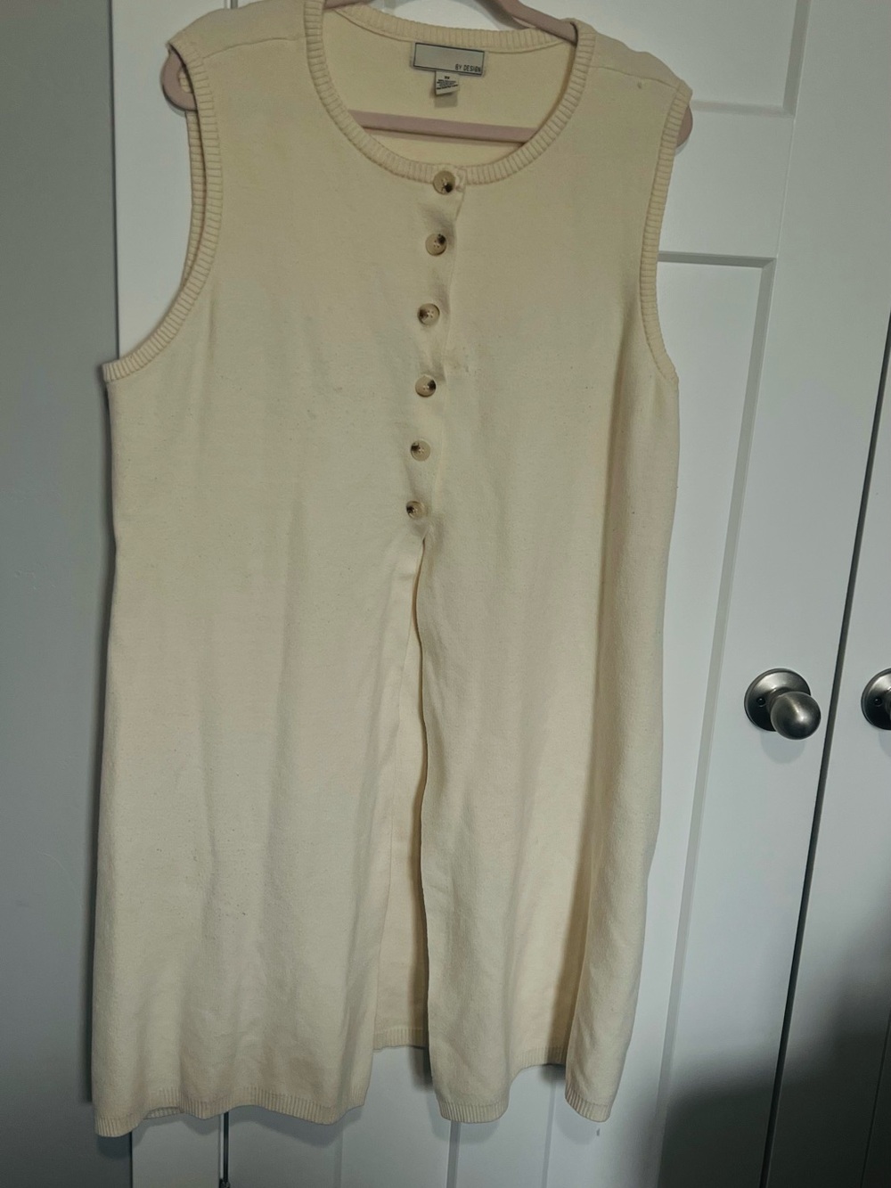 Cream Button-Front Knit Sleeveless camisol dress
